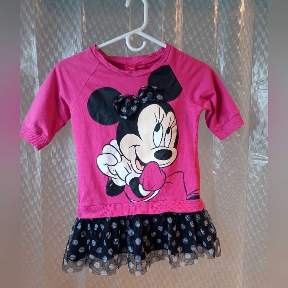 Disney Girl's Minnie Sweatshirt/Dress with Tulle Size Large 10/12